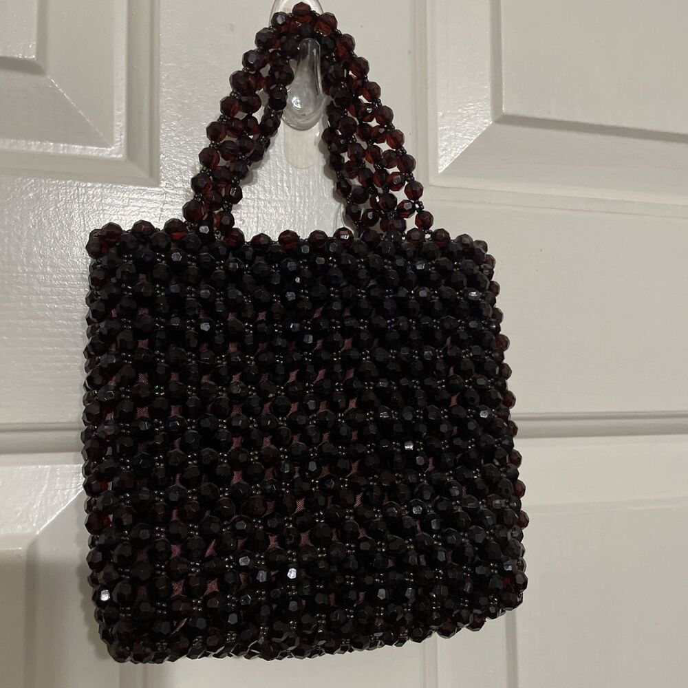 GAP Ruby Red Colored Beaded Small Square Mini Purse Bag Pinup Glam Y2K